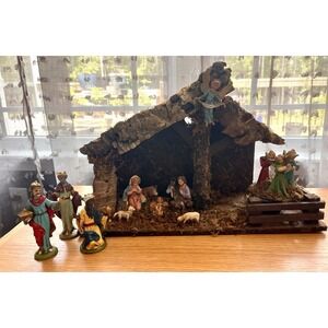 Vintage FONTANINI Depose Italy Nativity Set‎ With Crèche Musical Angels